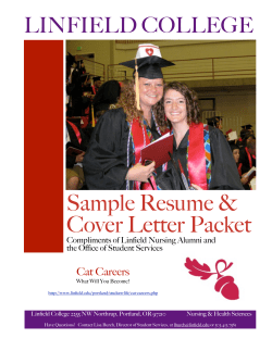 Sample Resume &amp; Cover Letter Packet LINFIELD COLLEGE Cat Careers