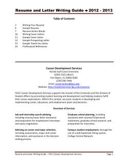 Resume and Letter Writing Guide    2012 -...  Table of Contents