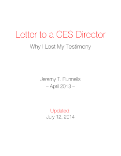 Letter to a CES Director Why I Lost My Testimony