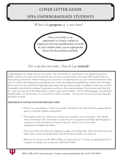 What is the purpose COVER LETTER GUIDE SPEA UNDERGRADUATE STUDENTS