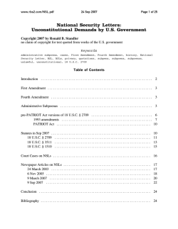 National Security Letters: Unconstitutional Demands by U.S. Government