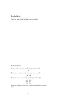 Probability Adding and Multiplying Probabilities Permutations