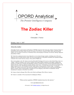 The Zodiac Killer  By: Christopher J. Farmer