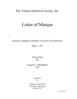 Letter of Marque  The Totoket Historical Society, Inc.