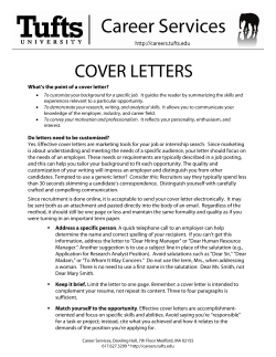 COVER LETTERS  What’s the point of a cover letter?