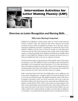 Intervention Activities for Letter Naming Fluency (LNF) Chapter 8