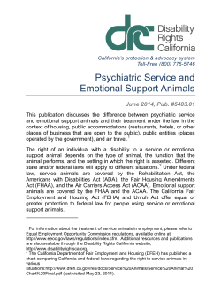 Psychiatric Service and Emotional Support Animals June 2014, Pub. #5483.01