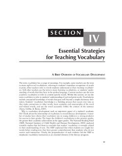 IV Essential Strategies for Teaching Vocabulary S E C T I O N