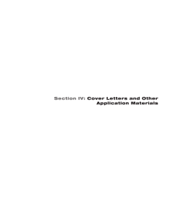 Section IV: Cover Letters and Other Application Materials