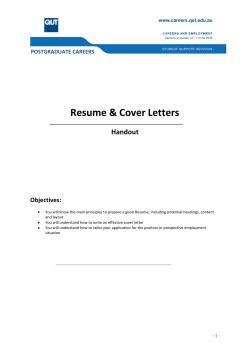 Resume &amp; Cover Letters Handout Objectives: