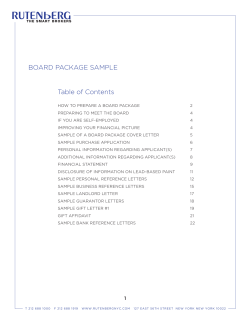 BOARD PACKAGE SAMPLE  Table of Contents