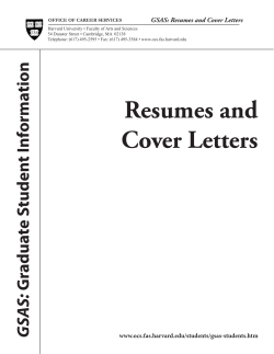 GSAS: Resumes and Cover Letters
