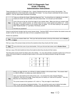 FCAT 2.0 Diagnostic Test Grade 3 Reading Administration Instructions