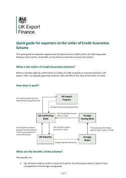 Quick guide for exporters to the Letter of Credit Guarantee Scheme