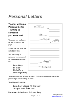 Personal Letters Tips for writing a Personal Letter – writing to