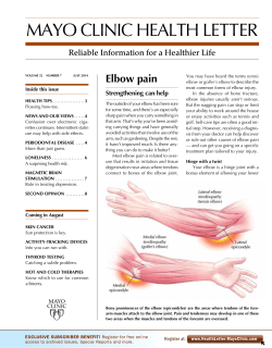 MAYO CLINIC HEALTH LETTER Elbow pain Reliable Information for a Healthier Life