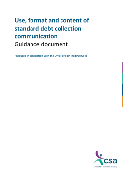 Use, format and content of standard debt collection communication Guidance document