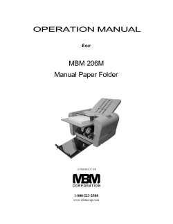 OPERATION MANUAL MBM 206M Manual Paper Folder