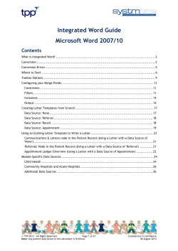 Integrated Word Guide Microsoft Word 2007/10 Contents