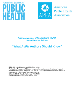 AJPH American Journal of Public Health (AJPH) Instructions for Authors