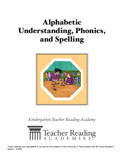 Alphabetic Understanding, Phonics, and Spelling Kindergarten Teacher Reading Academy