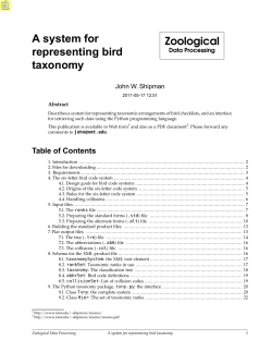 A system for representing bird taxonomy John W. Shipman