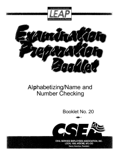 am e and Number Checking p Booklet