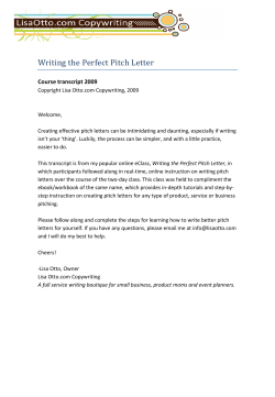 Writing the Perfect Pitch Letter Course transcript 2009