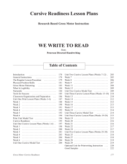 Cursive Readiness Lesson Plans WE WRITE TO READ