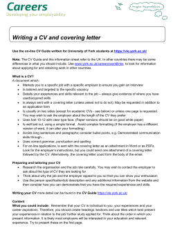 Writing a CV and covering letter