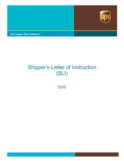 Shipper’s Letter of Instruction (SLI)  2005