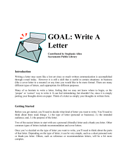GOAL: Write A Letter Introduction