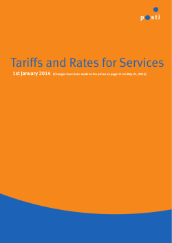 Tariffs and Rates for Services 1st January 2014
