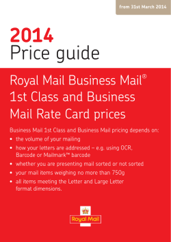 2014  Price guide Royal Mail Business Mail