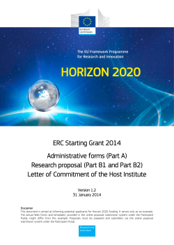 ERC Starting Grant 2014 Administrative forms (Part A)