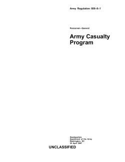 Army Casualty Program UNCLASSIFIED Army Regulation 600–8–1