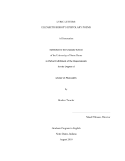 LYRIC LETTERS: ELIZABETH BISHOP’S EPISTOLARY POEMS A Dissertation