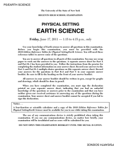 EARTH SCIENCE PHYSICAL SETTING Friday, PS/EARTH SCIENCE
