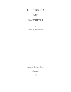 LETTERS  TO MY DAUGHTER Leslie  J.  Swabacker