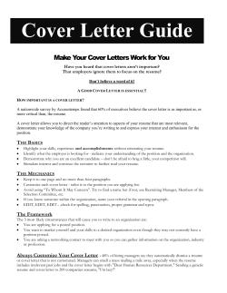 Cover Letter Guide  Make Your Cover Letters Work for You