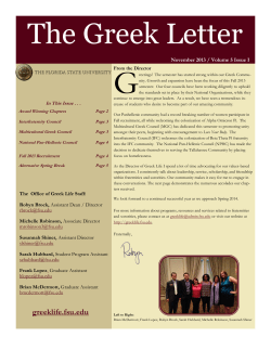 G The Greek Letter November 2013 / Volume 5 Issue I