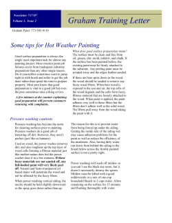 Graham Training Letter Some tips for Hot Weather Painting