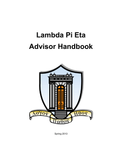 Lambda Pi Eta Advisor Handbook Spring 2013