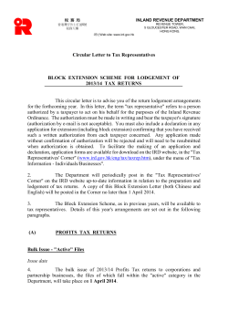 Circular Letter to Tax Representatives 2013/14  TAX  RETURNS