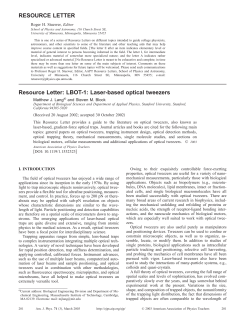 Resource Letter: LBOT-1: Laser-based optical tweezers Matthew J. Lang