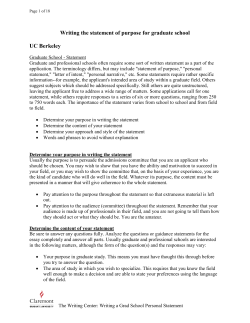 Writing the statement of purpose for graduate school  UC Berkeley