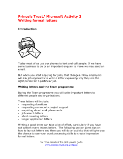 Prince’s Trust/ Microsoft Writing formal letters  Introduction