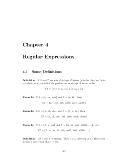 Chapter 4 Regular Expressions 4.1 Some Definitions