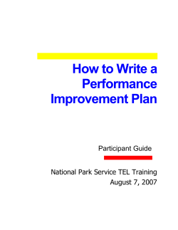 How to Write a Performance Improvement Plan Participant Guide