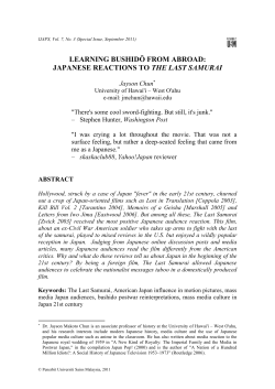 LEARNING BUSHIDŌ FROM ABROAD: THE LAST SAMURAI